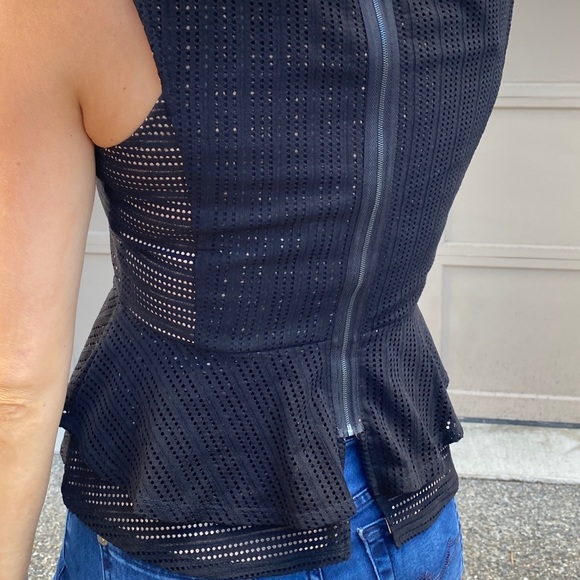 BCBCMAXAZRIA Black Peplum Top in Small with Zip Closure - Like New! - Picture 5 of 5